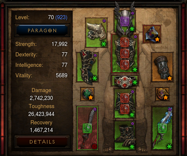 Xairn's equipped gear
